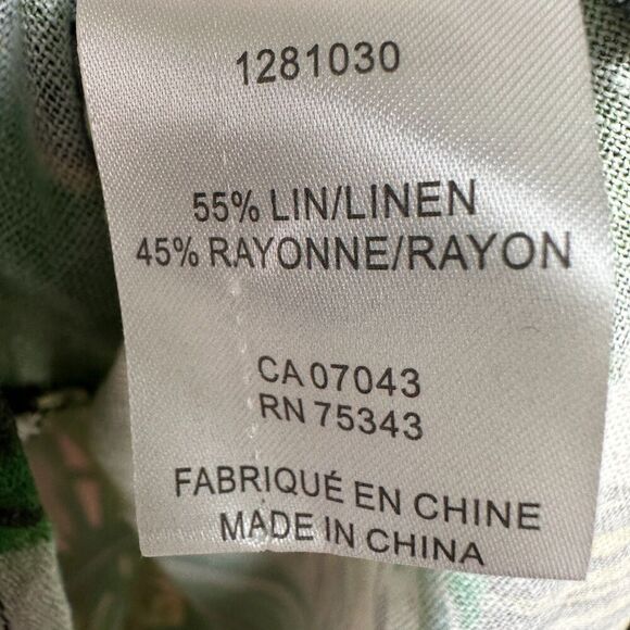 Rachel Roy Linen Blend Popover Top Womens XS Tropical Oversized Boxy Resort NWT - Picture 4 of 9
